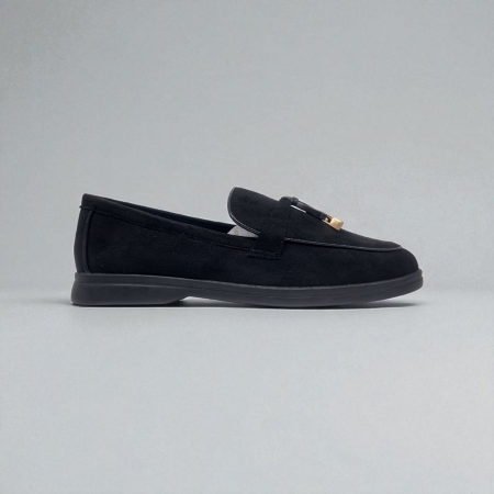 BLACK CLASSIC CHAMOIS LEATHER LOAFERS