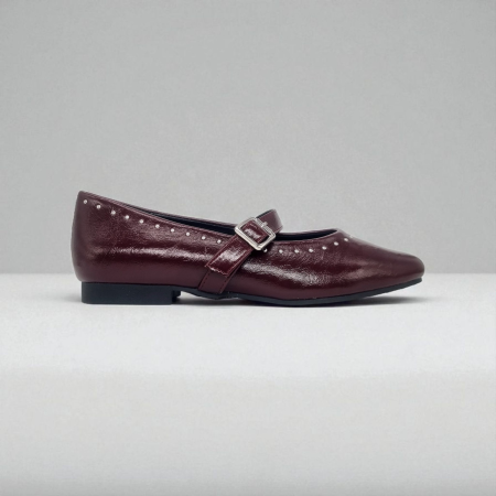 BURGUNDY LEATHER BALLET FLAT