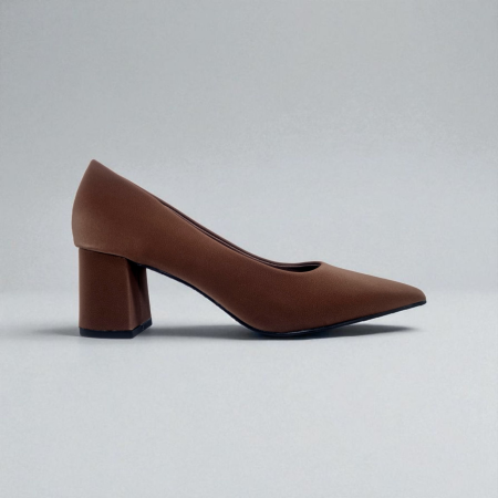 BROWN SUEDE WIDE HEEL