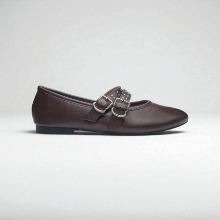 BROWN LEATHER BALLET FLAT