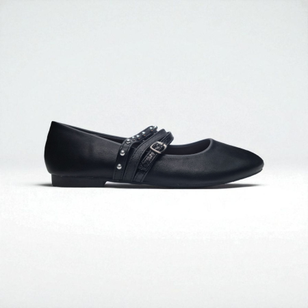 BLACK SOFT LEATHER FLAT