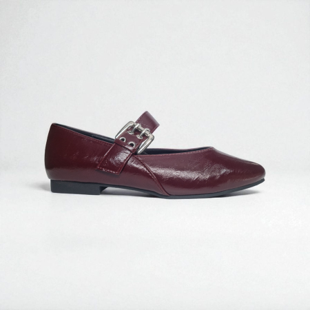 BURGUNDY LEATHER BALLET FLAT