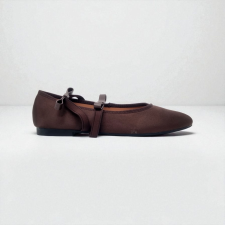 BROWN SATIN EFFECT BALLET FLAT