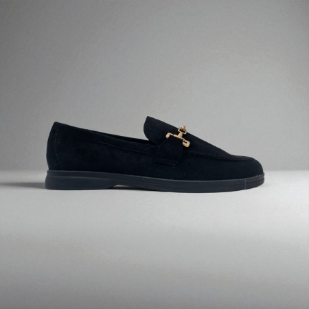CLASSIC BLACK CHAMOIS LATHER LOAFERS