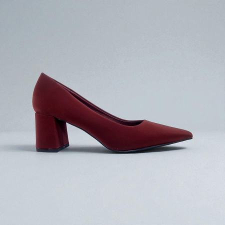 MAROON SUEDE WIDE HEEL