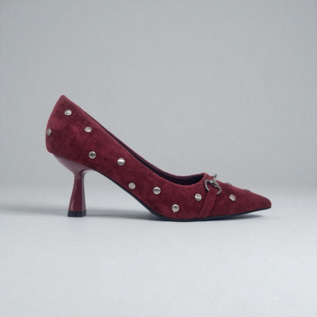HEEL MAROON SUEDE FABRIC
