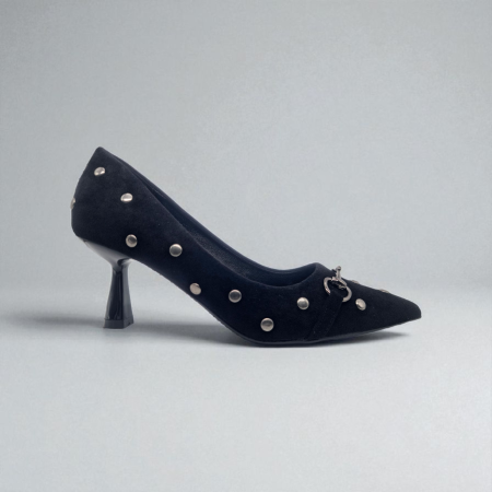 HEEL BLACK SUEDE FABRIC