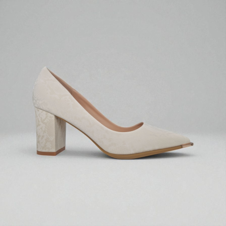 WHITE LEATHER WIDE HEEL