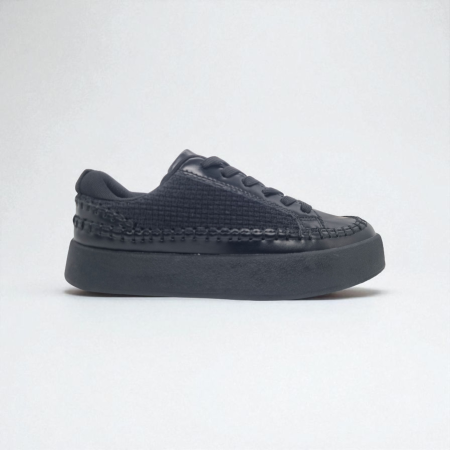 BLACK KNIT SNEAKERS WITH CHUNKY SOLE