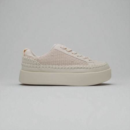 BEIGE KNIT SNEAKERS WITH CHUNKY SOLE