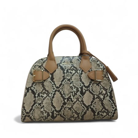 LEATHER HANDBAG WITH GOLD LOCK DETAIL