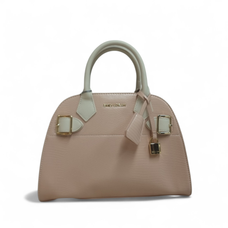 LEATHER HANDBAG WITH GOLD LOCK DETAIL
