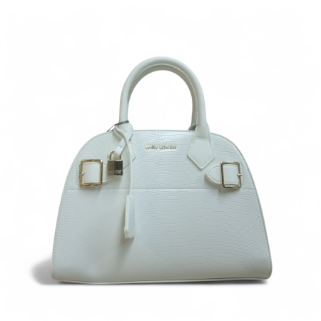 LEATHER HANDBAG WITH GOLD LOCK DETAIL