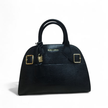 LEATHER HANDBAG WITH GOLD LOCK DETAIL