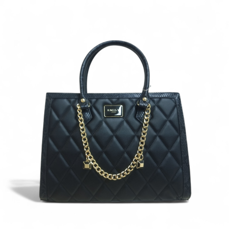 Textured Oversized Structured Satchel with Quilted