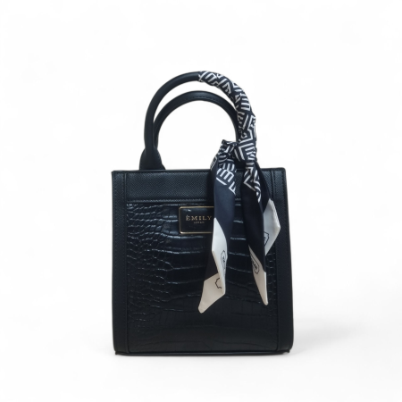 CROC HANDBAG LEATHER ACCENTS WITH SCARF