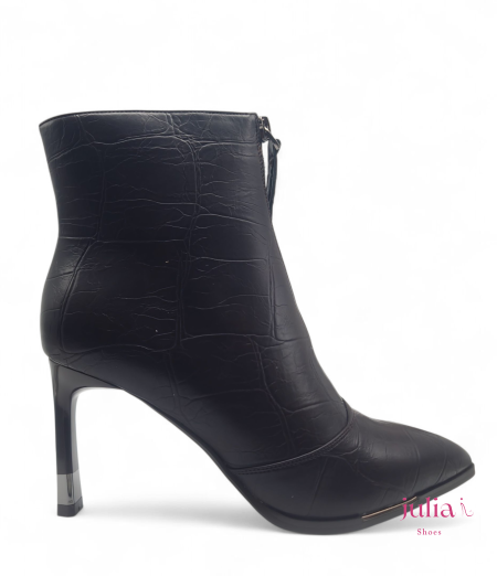 CROC- EFFECT STILETTO ANKLE BOOT