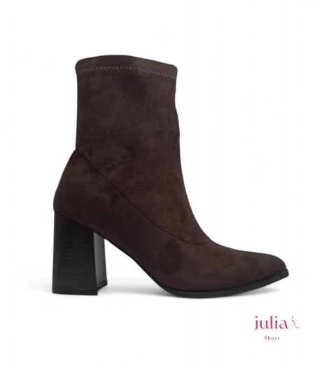 SUEDE SOCK BOOT WITH BLOCK HEEL